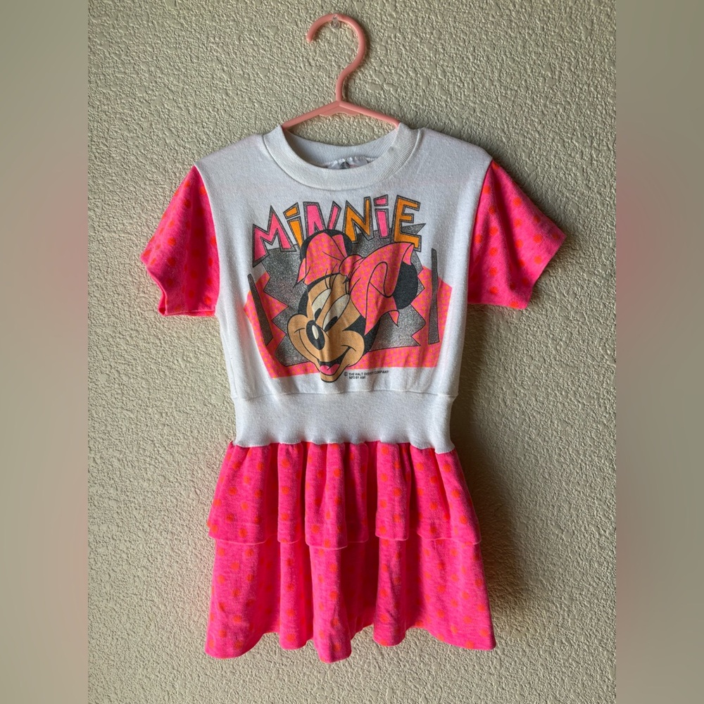 Vintage Minnie Mouse Pink and White Dress Size 4